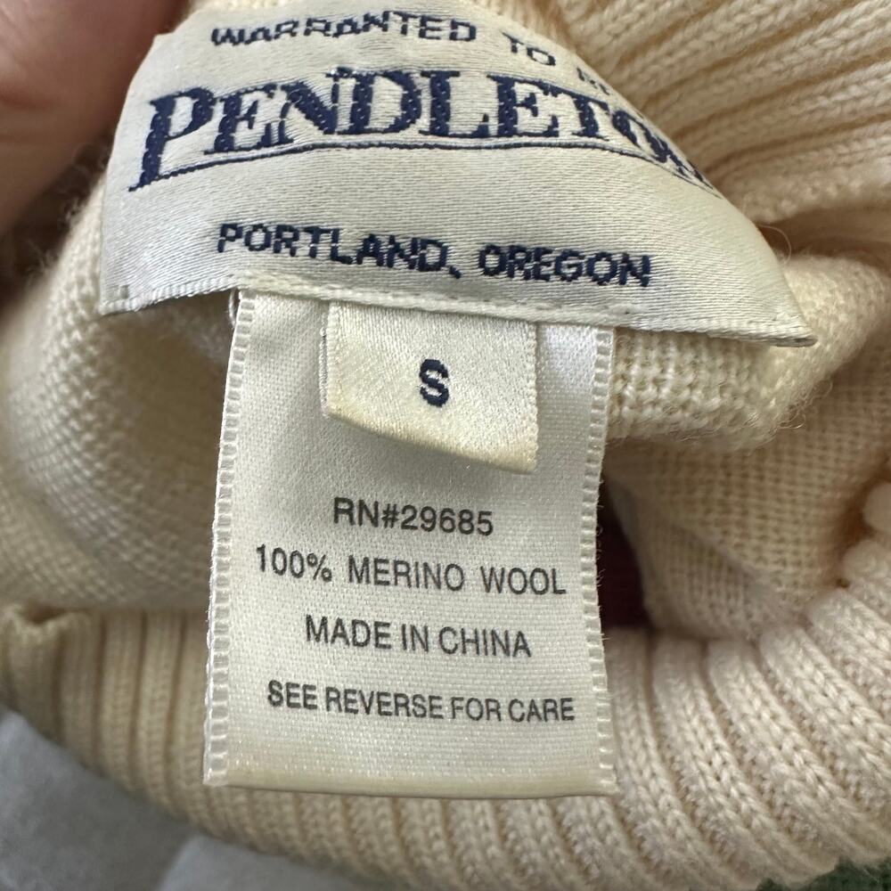 Pendleton Sweater Womens Small Merino Wool Striped Turtleneck Preppy Classic - Picture 4 of 6